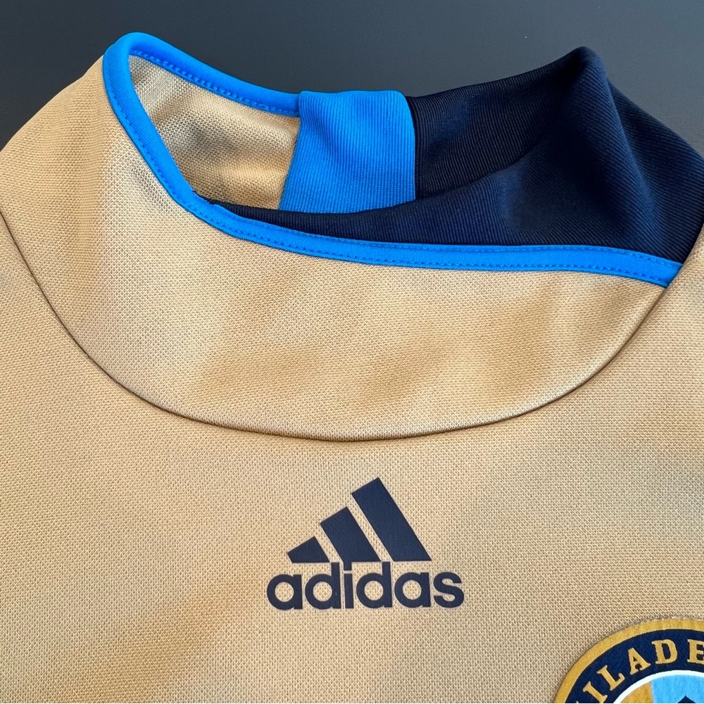 Adidas Philadelphia Union Football Tan Navy Soccer Training Jersey Mens Small - Picture 3 of 15